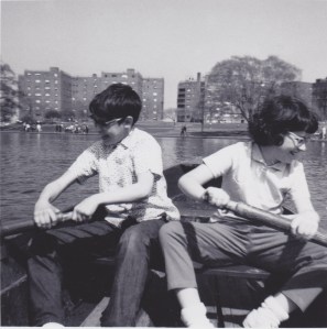 My brother and I rowing on the Lake in Hudson County Park.