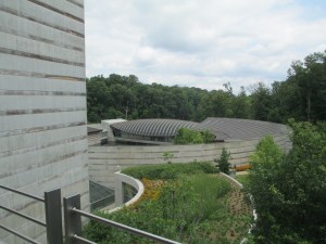 Looking down at the Crystal Bridges Art Museum. A lovely spot