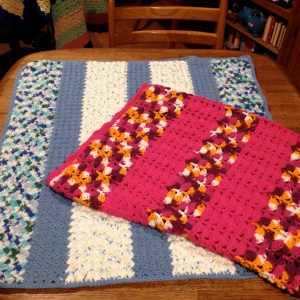 First two blankets with Sugar'n Cream yarn.