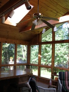 The screened porch. 