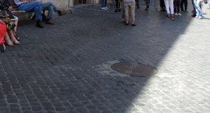 Stone walkways in the Jewish Quarter of Rome.