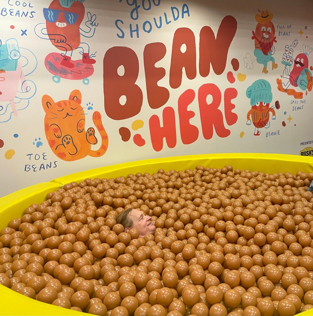 Hiding in the beans is my husband.